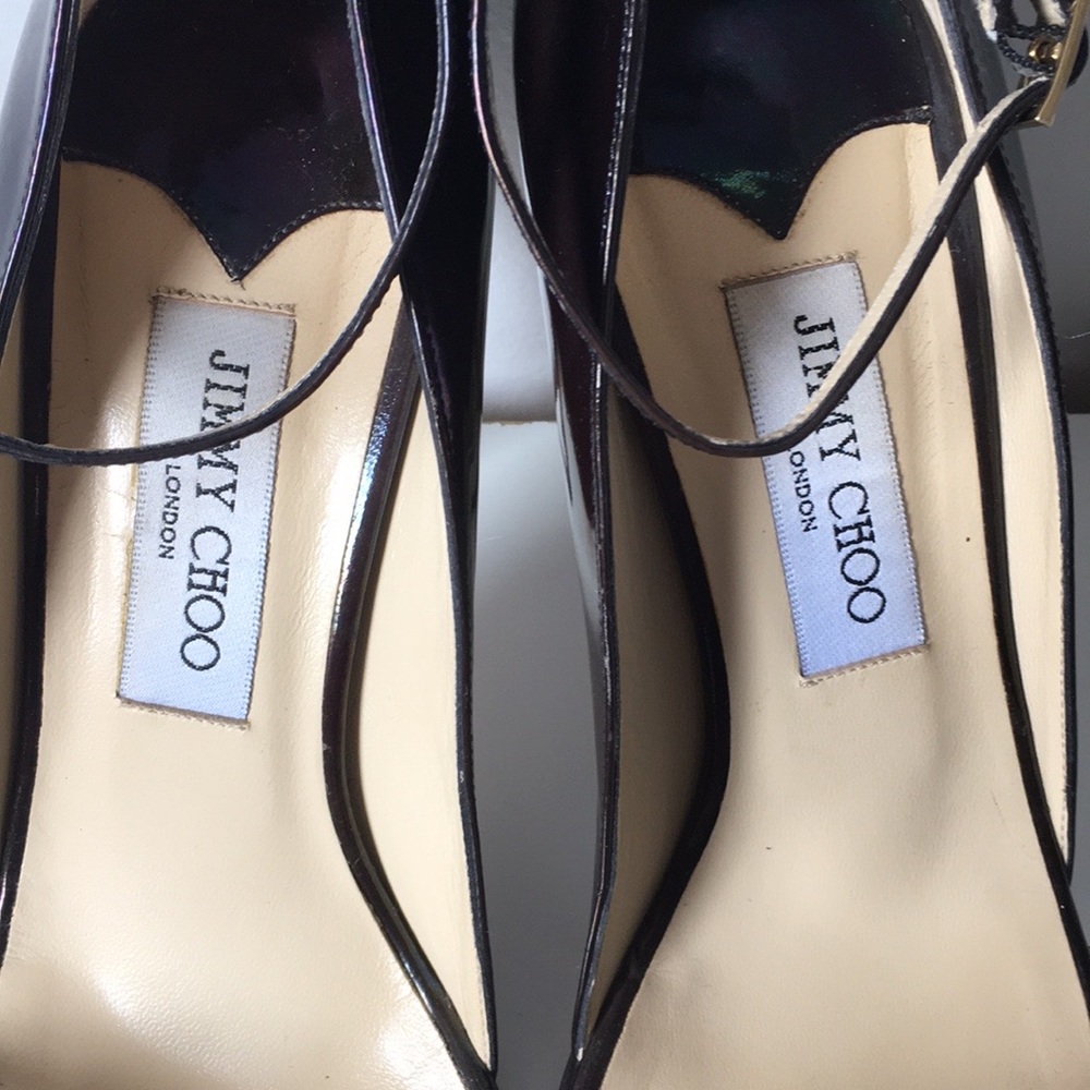 Jimmy Choo Purple / Black Metallic Heels Sandals size 39 - Picture 10 of 16